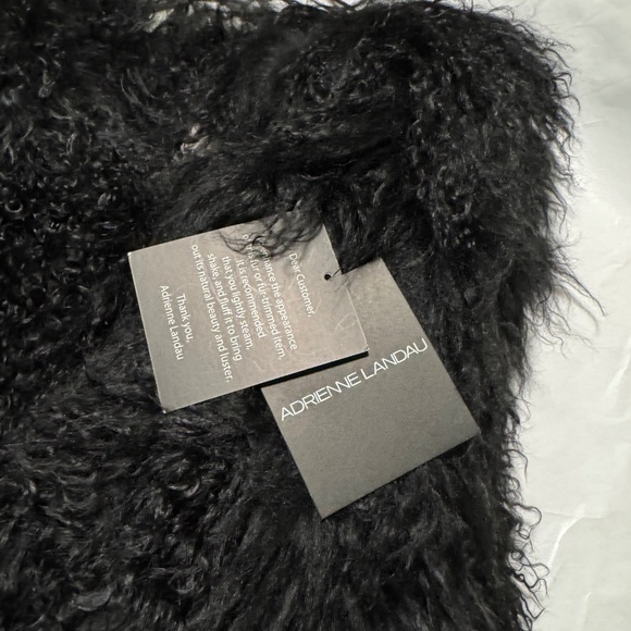 ADRIENNE LANDAU Mongolian Lamb Black Fur Vest Jacket Coat! NWT L Neiman Marcus - Picture 8 of 8